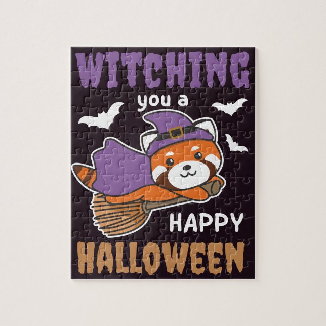 Red Panda Hexe, die dir ein glückliches Halloween  (Vertikal)
