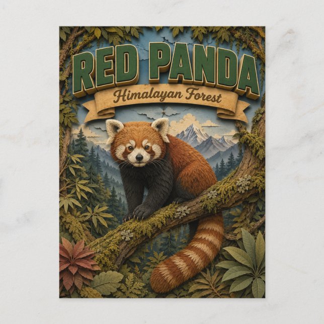 Red Panda Himalayan Forest POPCUT Postkarte (Vorderseite)