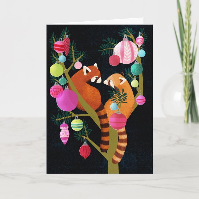 Red Panda Holiday Card Feiertagskarte (Vorderseite)
