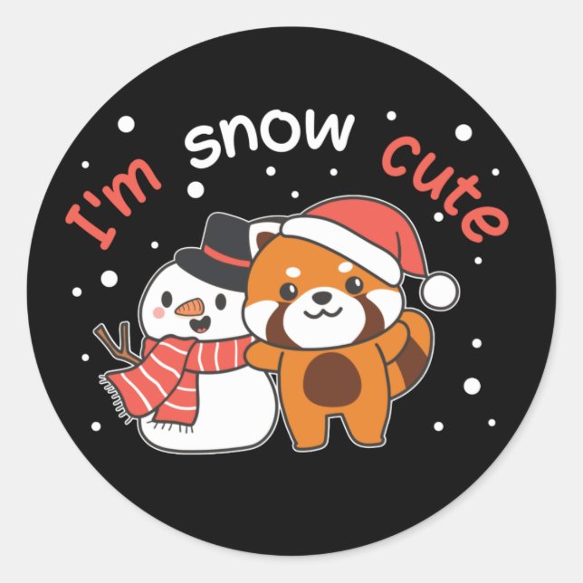 Red Panda I'm Snow Niedlich Snowman Snow Pun Class Runder Aufkleber (Vorderseite)
