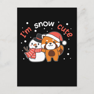 Red Panda I'm Snow Niedlich Snowman Snow Pun Feiertagspostkarte
