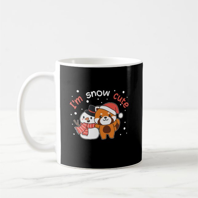 Red Panda I'm Snow Niedlich Snowman Snow Pun Kaffeetasse (Links)