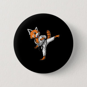 Red Panda Karate Ninja Martial Arts Kickboxing Tae Button