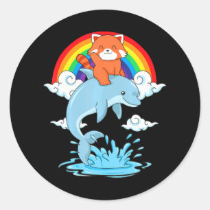 Red Panda Kawaii Red Panda Dolphin Red Panda Runder Aufkleber