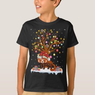 Red Panda Lighting Xmas Tree Gift Red Panda Christ T-Shirt