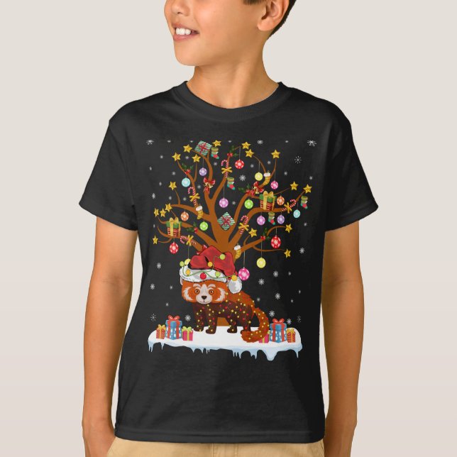 Red Panda Lighting Xmas Tree Gift Red Panda Christ T-Shirt (Vorderseite)