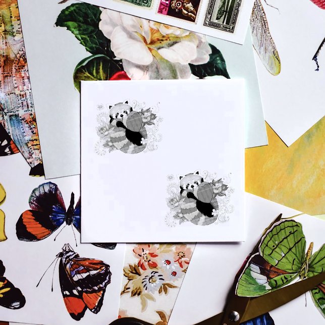 Red Panda Lotus Blume Henna Gummistempel (Von Creator hochgeladen)