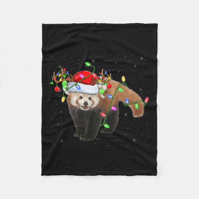 Red Panda Lover Xmas Lighting Santa Red Panda Chri Fleecedecke (Vorderseite)