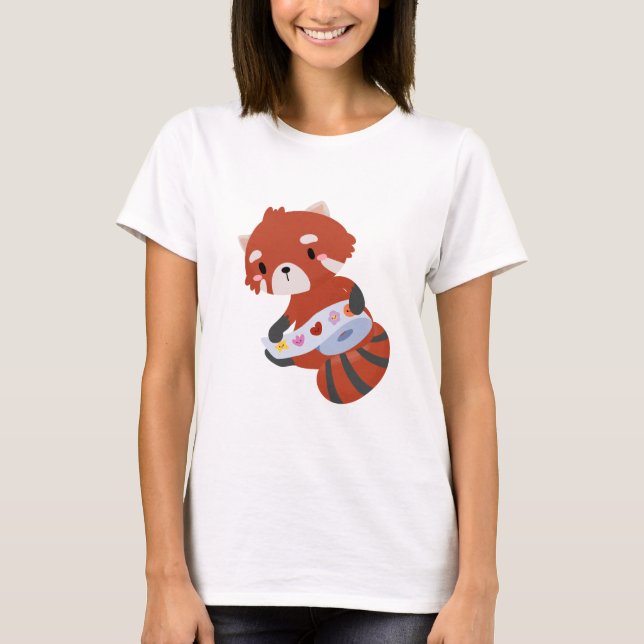 Red Panda mit Aufklebern T-Shirt (Vorderseite)