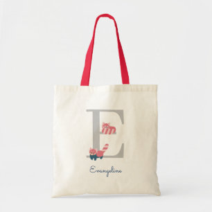 Red Panda Monogram Letter "E" Tote Bag Tragetasche