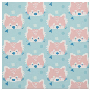Red Panda Muster Modern Blue Stoff