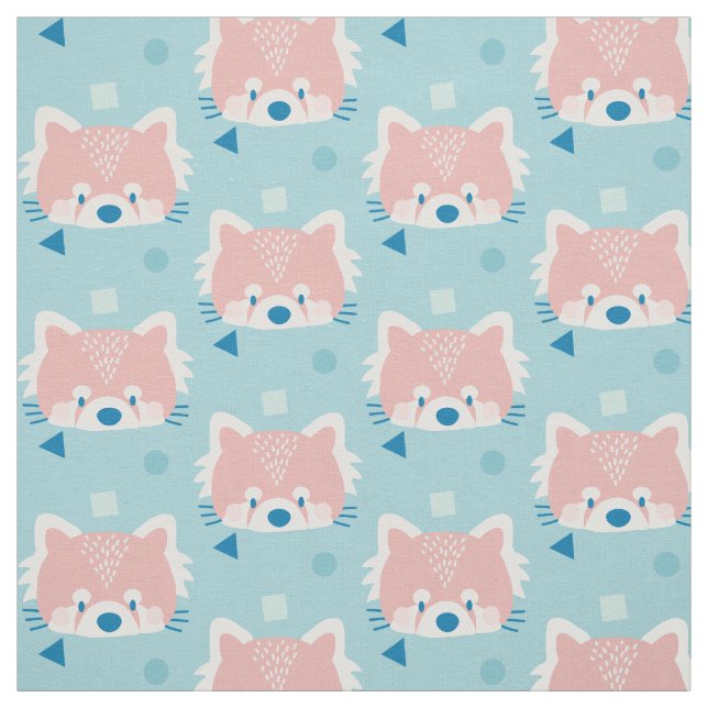 Red Panda Muster Modern Blue Stoff (Muster)