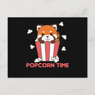 Red Panda Popcorn Time Funny Pun Postkarte