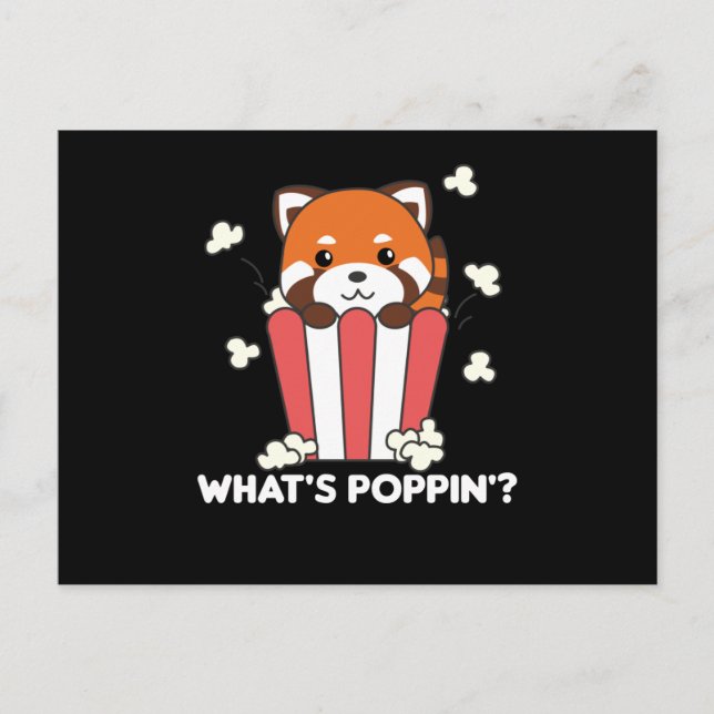 Red Panda Popcorn Whats Poppin Funny Postkarte (Vorderseite)