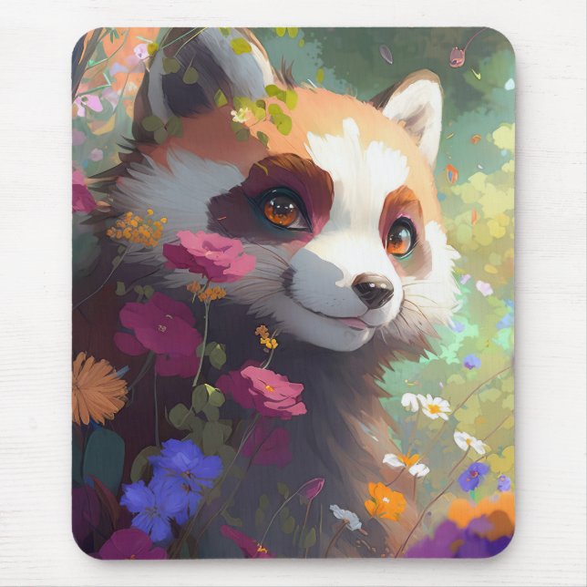 Red Panda Portrait Tiermalerei Wildlife Forest Mousepad (Vorne)