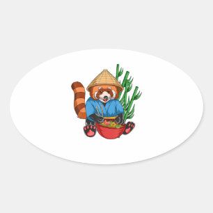 Red Panda Ramen Cook Männer Frauen Kinder Ramen Ra Ovaler Aufkleber