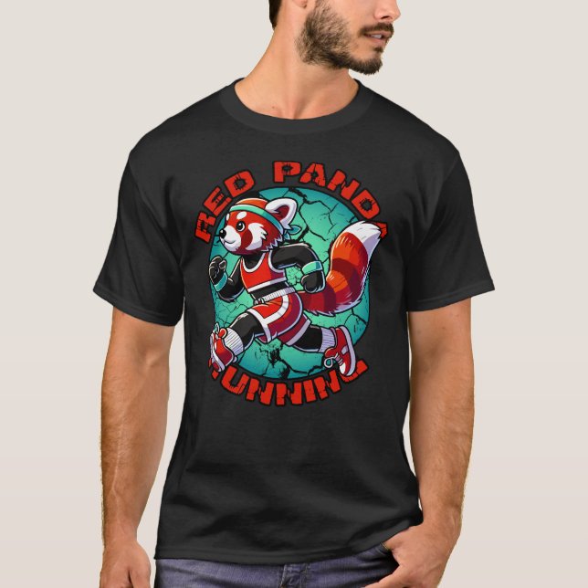 Red Panda Running Funny Runner T-Shirt (Vorderseite)