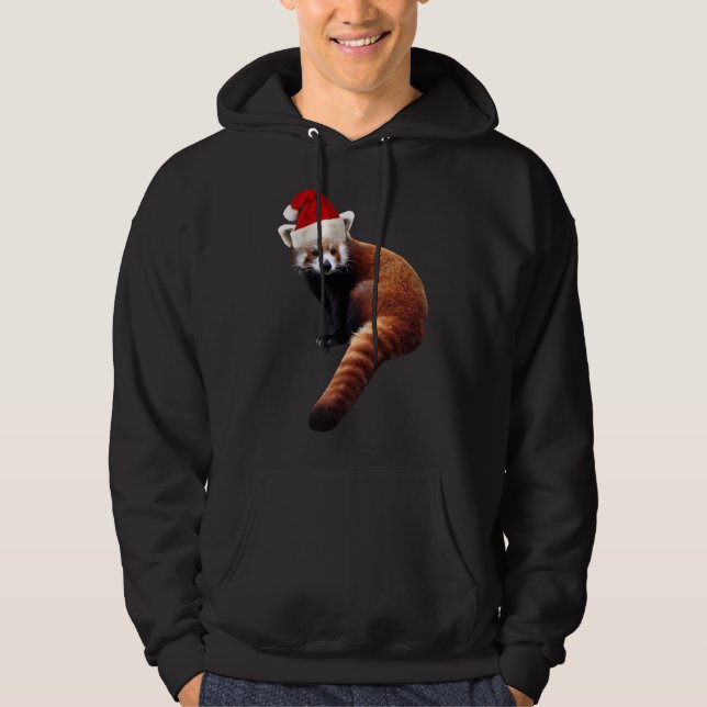 Red Panda Santa Niedlicher Weihnachtshut für Panda Hoodie (Vorderseite)
