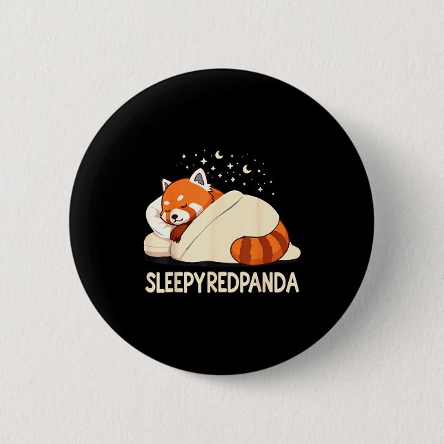 Red Panda Sleep Pajamas  Button (Vorderseite)