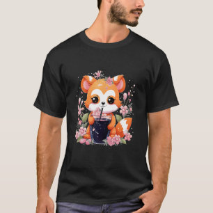 Red Panda trinkt Boba Tea Bubble Cherry Blossom T-Shirt