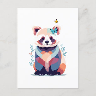 Red Panda Vector Malerei Adorable Fun Animal Play Feiertagspostkarte