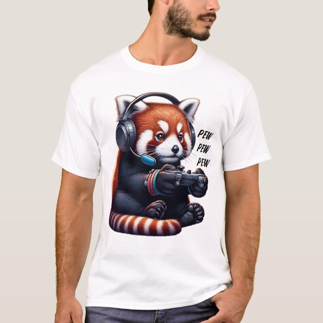 Red Panda Video Game Gaming Nerd T-Shirt (Vorderseite)