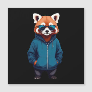 Red Panda Wear Hoodie Funny Cool Animal Music Magnetkarte