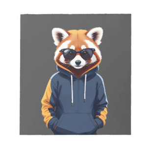 Red Panda Wear Hoodie Funny Cool Animal Music Notizblock