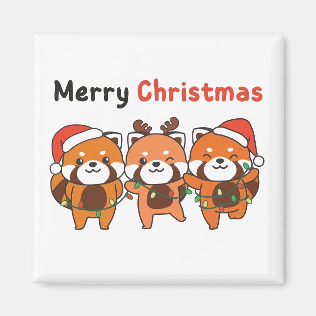 Red Panda Weihnachten Red Pandas Frohe Weihnachten Magnet (Vorne)