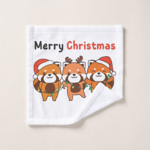 Red Panda Weihnachten Red Pandas Frohe Weihnachten Waschlappen
