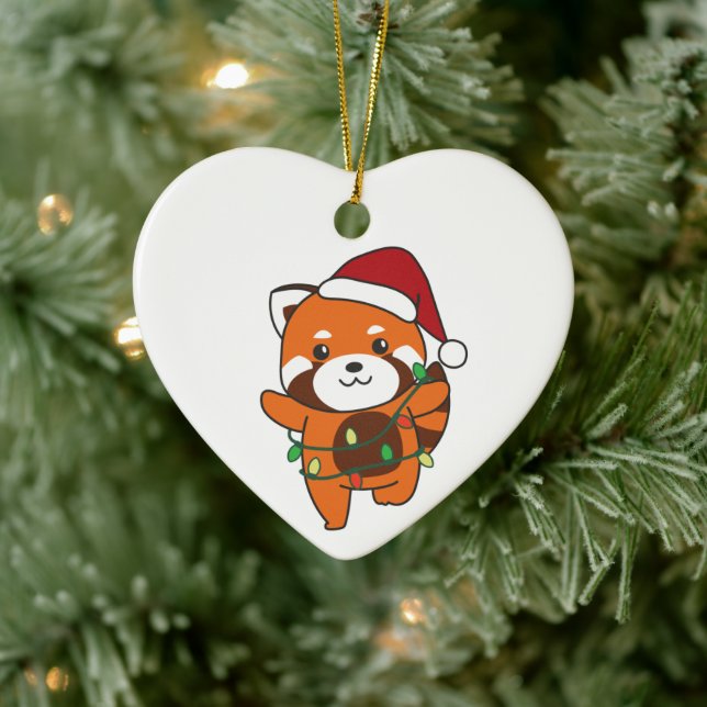 Red Panda Weihnachten Winter Tiere Red Pandas Cera Keramik Ornament (Baum)