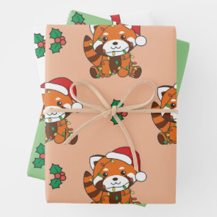 Red Panda Weihnachten Wintertiere Urlaub Pandas Geschenkpapier Set