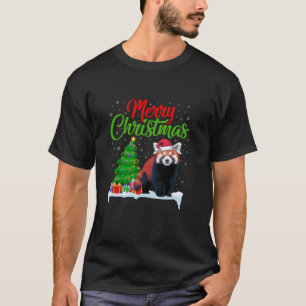 Red Panda Weihnachtsbaum Lichter Funny Xmas Red Pa T-Shirt