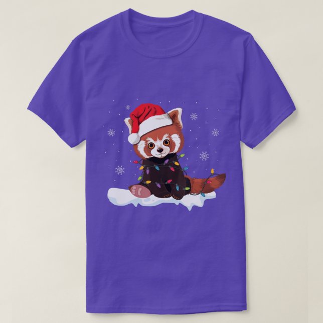 Red Panda Weihnachtslicht Weihnachtsmannmütze Paja T-Shirt (Design vorne)