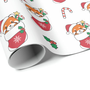 Red Panda Weihnachtsschnee Wintertiere Panda Geschenkpapier