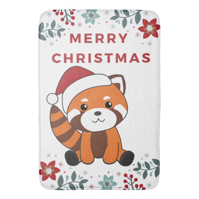 Red Panda Weihnachtsschnee Wintertiere Pandas Bat Badematte (Vorderseite Vertikal)