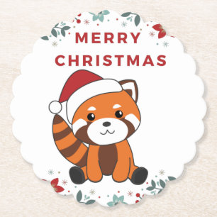 Red Panda Weihnachtsschnee Wintertiere Pandas Pap Untersetzer