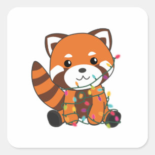 Red Panda Weihnachtsschnee Wintertiere Pandas Quadratischer Aufkleber