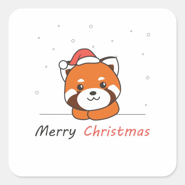 Red Panda Weihnachtsschnee Wintertiere Pandas Quadratischer Aufkleber (Vorderseite)