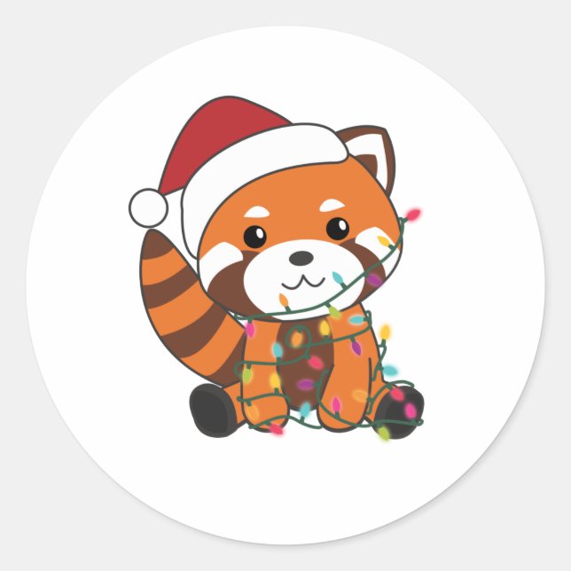 Red Panda Weihnachtsschnee Wintertiere Pandas Runder Aufkleber (Vorderseite)