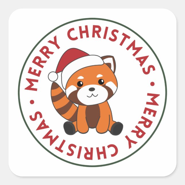 Red Panda Weihnachtsschnee Wintertiere Pandas Squ Quadratischer Aufkleber (Vorderseite)