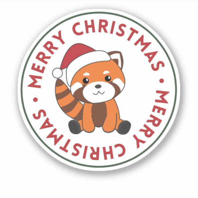 Red Panda Weihnachtsschnee Wintertiere Pandas Sti Aufkleber (Vorderseite)