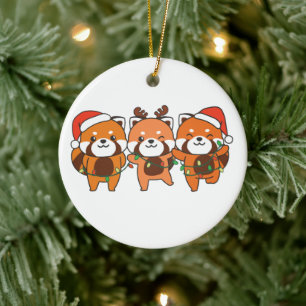 Red Panda Weihnachtstiere Niedlich Red Pandas Cera Keramik Ornament