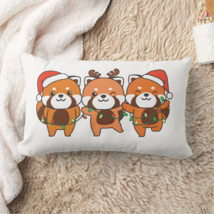 Red Panda Weihnachtstiere Niedlich Red Pandas Thro Lendenkissen