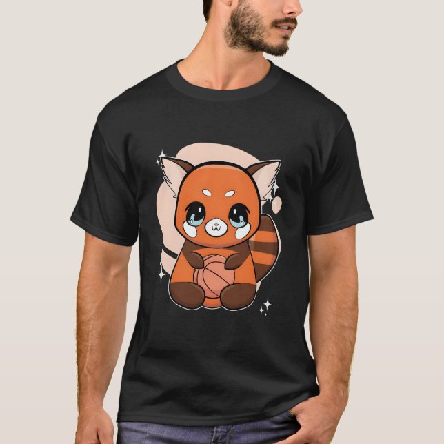 Red Panda With Basketball T-Shirt (Vorderseite)