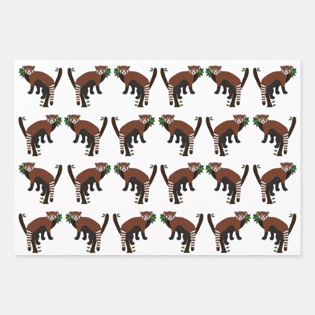 Red Panda Wrapping Paper Sheets Geschenkpapier Set (Vorderseite)