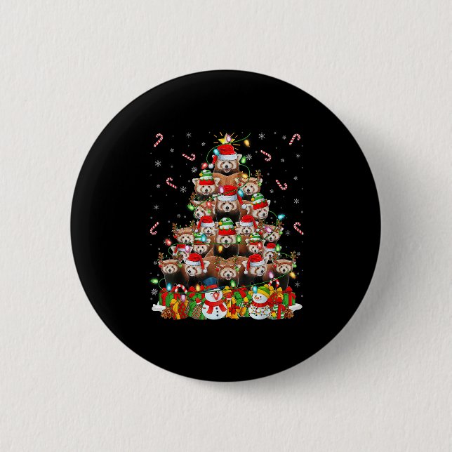 Red Panda Xmas Lighting Tree Santa Red Panda Chris Button (Vorderseite)