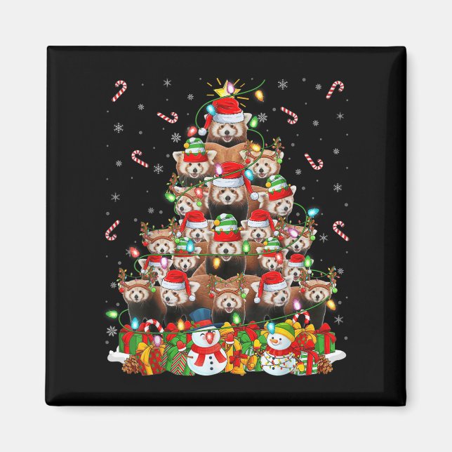 Red Panda Xmas Lighting Tree Santa Red Panda Chris Magnet (Vorne)