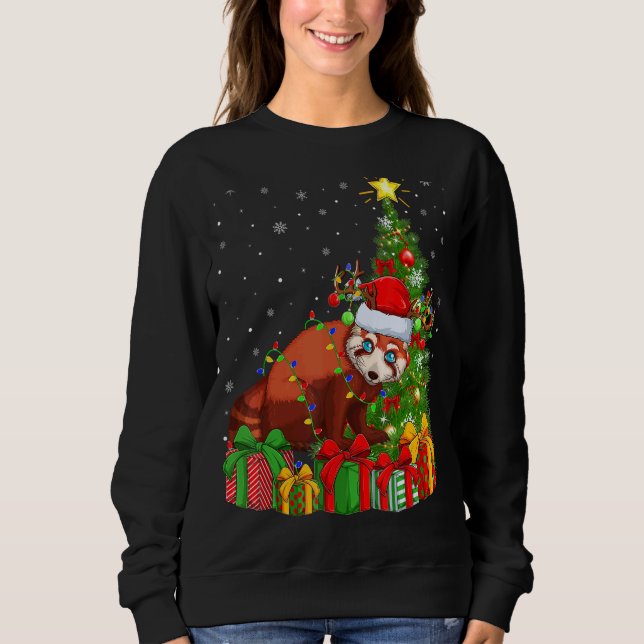 Red Panda Xmas Urlaub Santa Rote Panda Weihnachten Sweatshirt (Vorderseite)