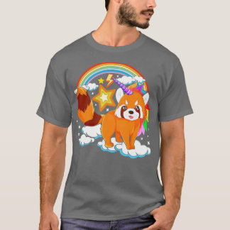 Red Pandacorn Mythical Creature Unicorn Lover Cute T-Shirt